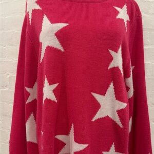 Zenana pink turtleneck star sweater Women’s L